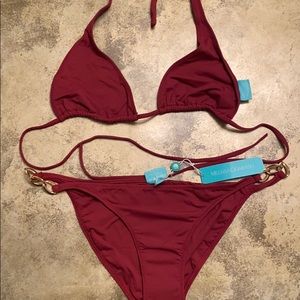 Melissa Odabash triangle bikini size 8- RED  - NWT